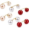 image:imageWILLBOND 6 Pcs Artificial Pearl Brooch Pins Sweater Shawl Safety Clips Dress Clips for WomenGold  Red  White