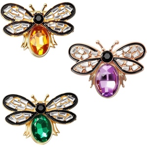 image:image3 Pcs Bee Brooch Pin Vintage Rhinestone Crystal Bumble Bee Jewelry Lapel Pin Stylish Insect Themed Accessory for Women Men Party Dating Daily 154 x 1 inch