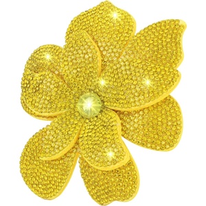 image:image374 Inches Rhinestone Camellia Flower Brooch Pins amp Hair Clips for Women Elegant Created Crystal Lapel Pin Brooches Wedding PartyYellow