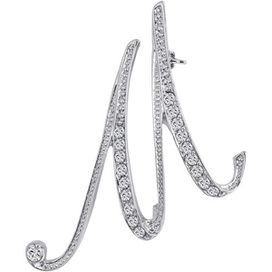 image:imageAZ 26 Letters Pins Brooches Silver Plated Metal Broaches PinsClear Crystal Initial Breastpin1pcsM