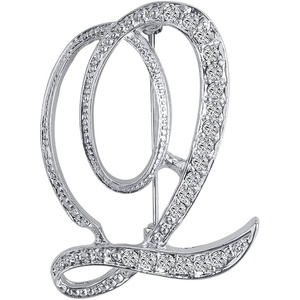 image:imageAZ 26 Letters Pins Brooches Silver Plated Metal Broaches PinsClear Crystal Initial Breastpin1pcsQ