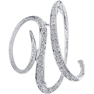 image:imageAZ 26 Letters Pins Brooches Silver Plated Metal Broaches PinsClear Crystal Initial Breastpin1pcsU