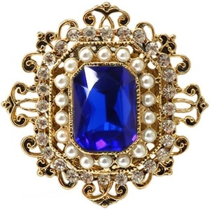 image:imageAntique Rhinestone Brooch Pin for Women Girls Gold Tone Vintage Baroque Rectangle Crystal Shell Pearl Boho Victorian Style Brooches Lapel Pins Elegant Wedding Christmas Festival Ornament Jewelry GiftBlue CZ