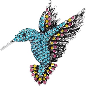 image:imageBird Hummingbird Brooch for Women  Elegant Vintage Hummingbird Rhinestone Bird Pin Jewelry for WomenLightBlue