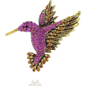image:imageBird Hummingbird Brooch for Women  Elegant Vintage Hummingbird Rhinestone Bird Pin Jewelry for WomenPink