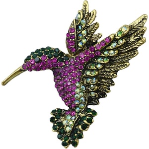 image:imageBird Hummingbird Brooch for Women  Elegant Vintage Hummingbird Rhinestone Bird Pin Jewelry for WomenPurple