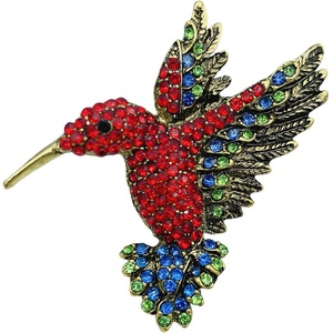 image:imageBird Hummingbird Brooch for Women  Elegant Vintage Hummingbird Rhinestone Bird Pin Jewelry for WomenRed