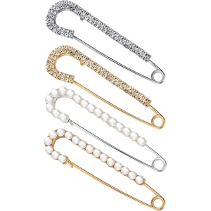 image:imageBoao 4 Pieces Women Brooch Pins Sweater Shawl Clips Faux Crystal Pearl Brooches Safety Pins Dress Shirt Clips for Women