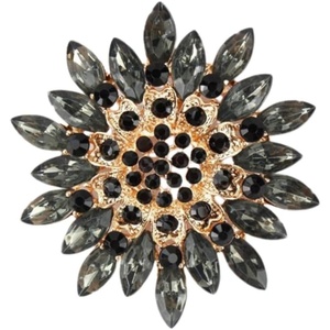 image:imageColorful Rhinestone Crystal Sunflower Brooch Pin for Women Dress Hat DecorationBlack