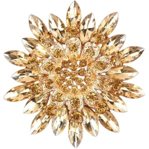 image:imageColorful Rhinestone Crystal Sunflower Brooch Pin for Women Dress Hat DecorationGold