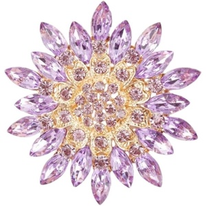 image:imageColorful Rhinestone Crystal Sunflower Brooch Pin for Women Dress Hat DecorationPurple
