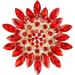 image:imageColorful Rhinestone Crystal Sunflower Brooch Pin for Women Dress Hat DecorationRed