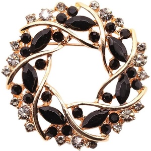 image:imageColorful Rhinestone Crystal Sunflower Brooch Pin for Women Dress Hat DecorationStyle 2 Black