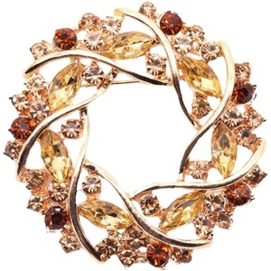 image:imageColorful Rhinestone Crystal Sunflower Brooch Pin for Women Dress Hat DecorationStyle 2 Brown
