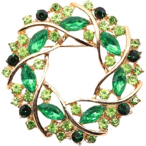 image:imageColorful Rhinestone Crystal Sunflower Brooch Pin for Women Dress Hat DecorationStyle 2 Green