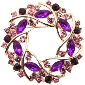 image:imageColorful Rhinestone Crystal Sunflower Brooch Pin for Women Dress Hat DecorationStyle 2 Purple