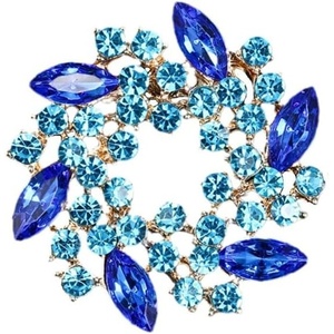 image:imageColorful Rhinestone Crystal Sunflower Brooch Pin for Women Dress Hat DecorationStyle 3 Blue