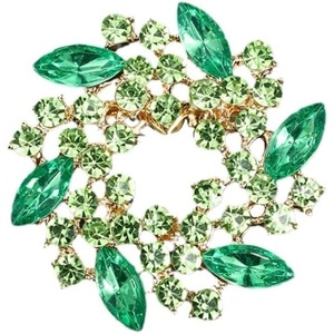 image:imageColorful Rhinestone Crystal Sunflower Brooch Pin for Women Dress Hat DecorationStyle 3 Green