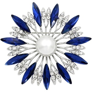 image:imageColorful Rhinestone Crystal Sunflower Brooch Pin for Women Dress Hat DecorationStyle 4 Blue