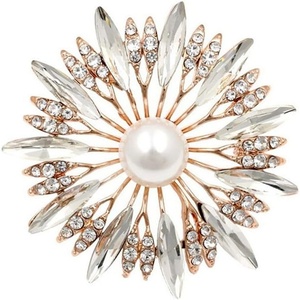 image:imageColorful Rhinestone Crystal Sunflower Brooch Pin for Women Dress Hat DecorationStyle 4 White