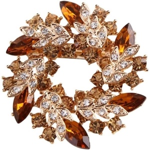 image:imageColorful Rhinestone Crystal Sunflower Brooch Pin for Women Dress Hat DecorationStyle 5 Brown
