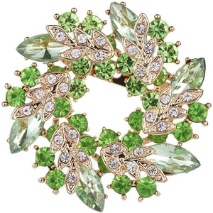 image:imageColorful Rhinestone Crystal Sunflower Brooch Pin for Women Dress Hat DecorationStyle 5 Green