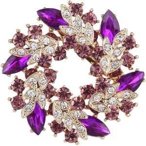 image:imageColorful Rhinestone Crystal Sunflower Brooch Pin for Women Dress Hat DecorationStyle 5 Purple