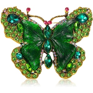 image:imageCrystal Rhinestone Butterfly BroochElegant Butterfly Lapel PinsFashion Exquisite Crystal Animal Shape Brooches Lapel PinsDress Accessories Jewelry Gift for Women Daily DecorationGreen