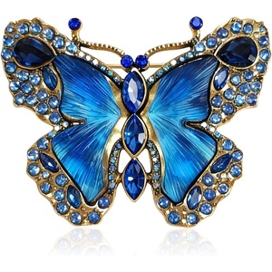 image:imageCrystal Rhinestone Butterfly BroochElegant Butterfly Lapel PinsFashion Exquisite Crystal Animal Shape Brooches Lapel PinsDress Accessories Jewelry Gift for Women Daily DecorationBlue