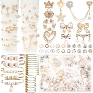 image:imageDoDoBeads 60 Pcs Junk Socks Charms Kit Gold Brooches and Pins for Women Pearl and Rhinestone Sock Charms with Safety Pins DIY Accessories for Decorating and Personalizing SocksGolden Hour