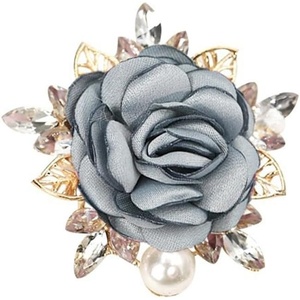image:imageElegant Rose Flower Brooch Pin for Women Men Wedding Party Gentlemans Essentials Handmade Imitation Crystal Pearl Fabric Flower Lapel Pin Dress Suit Accessories Boutonniere Ideas GiftGrey