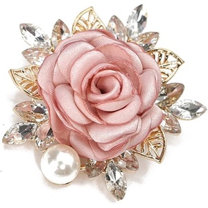 image:imageElegant Rose Flower Brooch Pin for Women Men Wedding Party Gentlemans Essentials Handmade Imitation Crystal Pearl Fabric Flower Lapel Pin Dress Suit Accessories Boutonniere Ideas GiftPink