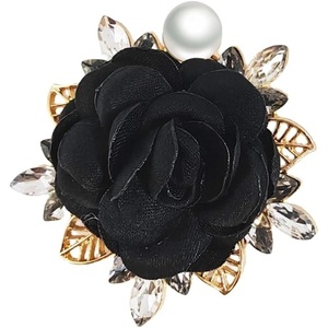 image:imageElegant Rose Flower Brooch Pin for Women Men Wedding Party Gentlemans Essentials Handmade Imitation Crystal Pearl Fabric Flower Lapel Pin Dress Suit Accessories Boutonniere Ideas GiftBlack