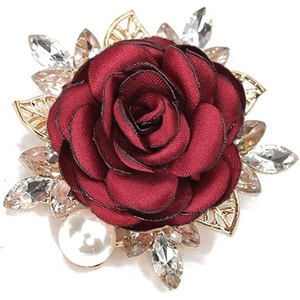 image:imageElegant Rose Flower Brooch Pin for Women Men Wedding Party Gentlemans Essentials Handmade Imitation Crystal Pearl Fabric Flower Lapel Pin Dress Suit Accessories Boutonniere Ideas GiftRed