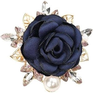 image:imageElegant Rose Flower Brooch Pin for Women Men Wedding Party Gentlemans Essentials Handmade Imitation Crystal Pearl Fabric Flower Lapel Pin Dress Suit Accessories Boutonniere Ideas GiftBlue