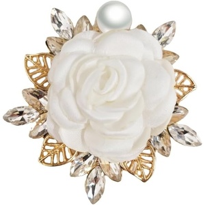 image:imageElegant Rose Flower Brooch Pin for Women Men Wedding Party Gentlemans Essentials Handmade Imitation Crystal Pearl Fabric Flower Lapel Pin Dress Suit Accessories Boutonniere Ideas GiftWhite