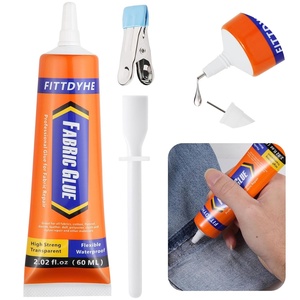 image:imageFITTDYHE Fabric Glue Permanent 60 ML Washable Clear Clothing Glue Super Fabric Glue for Rhinestones Patches Clothes Denim Leather Polyester Fabrics Doll Repair Flannel Cotton