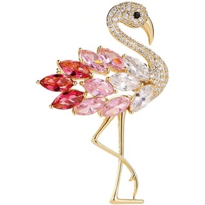 image:imageFlamingos Wild Animal Brooch Lapel Pin Womens Rhinestone Crystal Graceful Enamel Bird Brooch Brooch Pin for Women Girls Fashion Dress Hat Bag Suit Tie Wedding Accessories Jewelry Gift for Women Girls