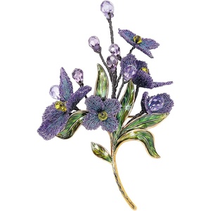 image:imageForget me not Flower Brooch Handmade Gold Thread Embroidered and handDrip Enamel leaf Gradient Botanical Floral Brooch pins for women SHES FREE STYLE JUST FOR YOU Bencao Gangmu SeriesVintage Plant JewelryL