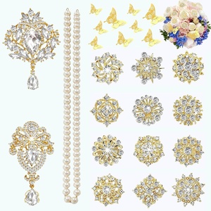 image:imageGold Rhinestone Brooches Pin Kits Crystal Pearl Brooches for Bouquets for Wedding Decoration Accessories Jewelry Making CraftsGold14PCSGold1