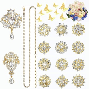 image:imageGold Rhinestone Brooches Pin Kits Crystal Pearl Brooches for Bouquets for Wedding Decoration Accessories Jewelry Making CraftsGold14PCSGold2