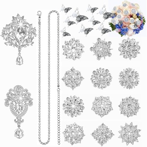 image:imageGold Rhinestone Brooches Pin Kits Crystal Pearl Brooches for Bouquets for Wedding Decoration Accessories Jewelry Making CraftsGold14PCSSilver2