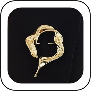 image:imageGold Statement Simple Hollow Brooch Pin for Women Vintage Unique Hammered Irregular Geometric Brooch Suit Costume Chest Accessories Y2K Jewelry GiftGold1