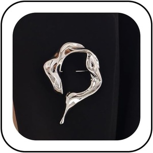 image:imageGold Statement Simple Hollow Brooch Pin for Women Vintage Unique Hammered Irregular Geometric Brooch Suit Costume Chest Accessories Y2K Jewelry GiftSilver1