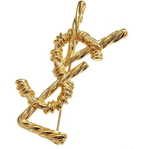 image:imageGoldTone Abstract Knot Brooch for Women Vintage Style Twisted Metal Pin Elegant Scarf Shawl Collar Brooch Fashion Jewelry Accessory for Dresses Coats Sweaters