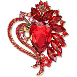 image:imageHeart Brooch Red Brooch Rhinestone Vintage Elegant Valentine Pins and Brooches for Dress Hat Bag Suit Tie Brooches Accessories Decoration