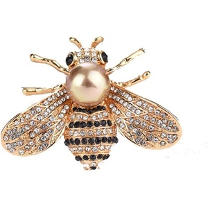 image:imageHoney Bee Brooches Crystal Insect Themed Bee Brooch Animal Fashion Shell Pearl Brooch Pin Gold Tonegold pearl