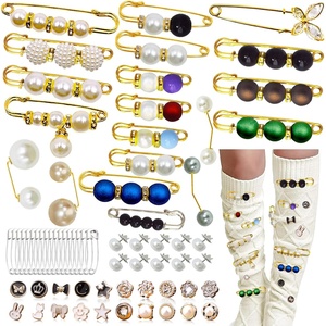 image:imageJunk Sock Charms Kit  50 Pcs Bling Charms for Socks  Gold Brooches and Pins for Women  Shoe Charms for Sneakers  Diy Decorative Safety Pin Bulk for ClothingShoe amp Hat Pin Accessories PearlStylish68Pcs