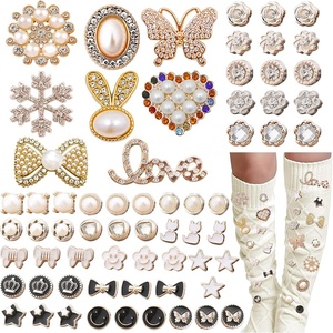 image:imageJunk Sock Charms Kit  50 Pcs Bling Charms for Socks  Gold Brooches and Pins for Women  Shoe Charms for Sneakers  Diy Decorative Safety Pin Bulk for ClothingShoe amp Hat Pin Accessories PearlSafety Button68Pcs