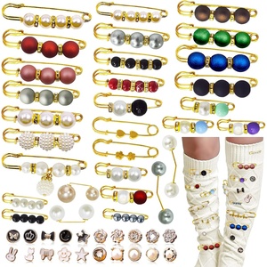 image:imageJunk Sock Charms Kit  50 Pcs Bling Charms for Socks  Gold Brooches and Pins for Women  Shoe Charms for Sneakers  Diy Decorative Safety Pin Bulk for ClothingShoe amp Hat Pin Accessories PearlPearl50Pcs
